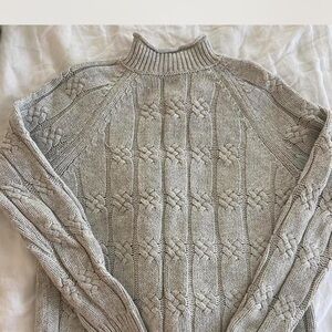 LOFT Gray Cowl & Turtlenecks Sweater